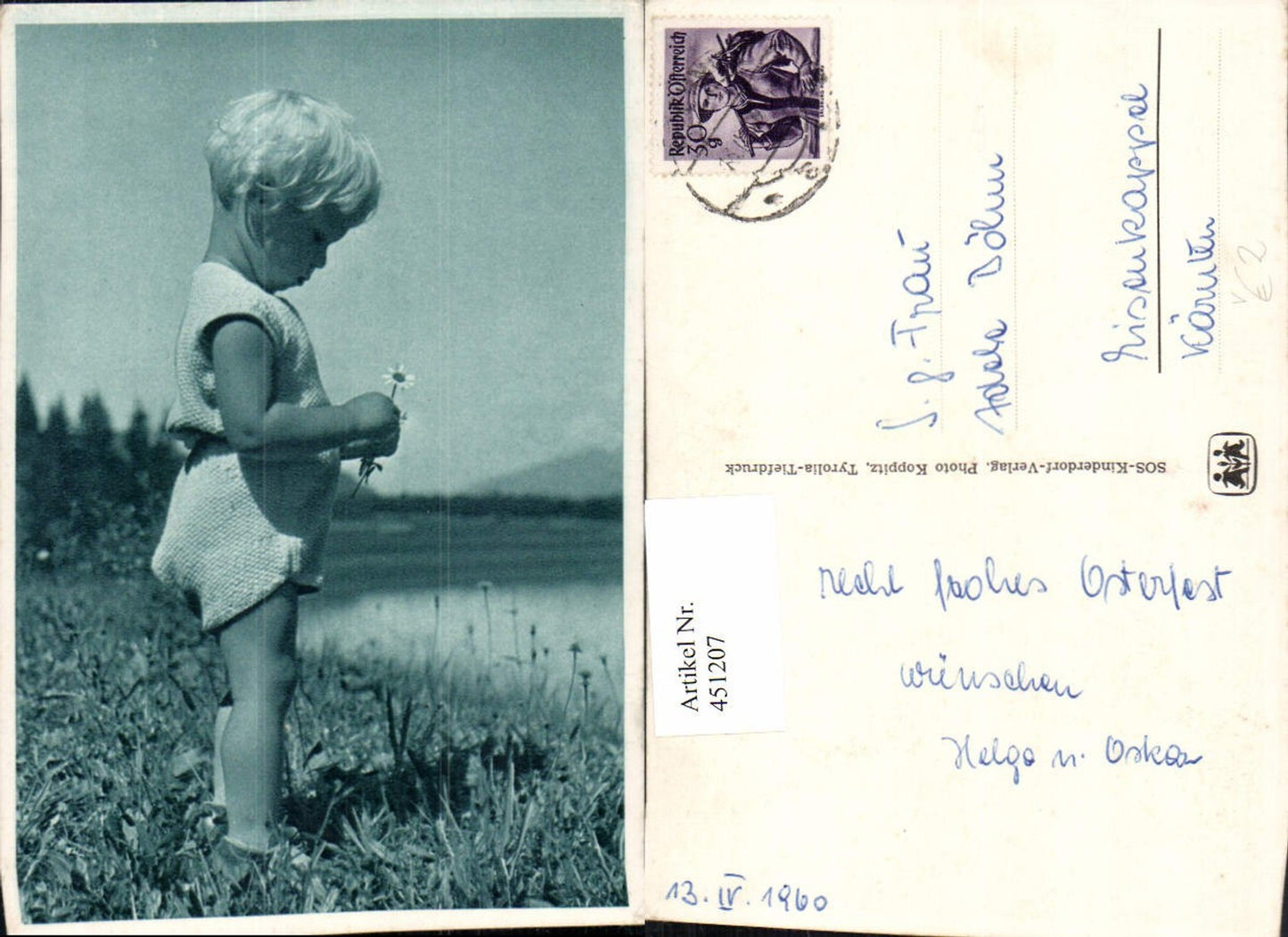 451207,SOS-Kinderdorf Kind m. Blume Wiese See
