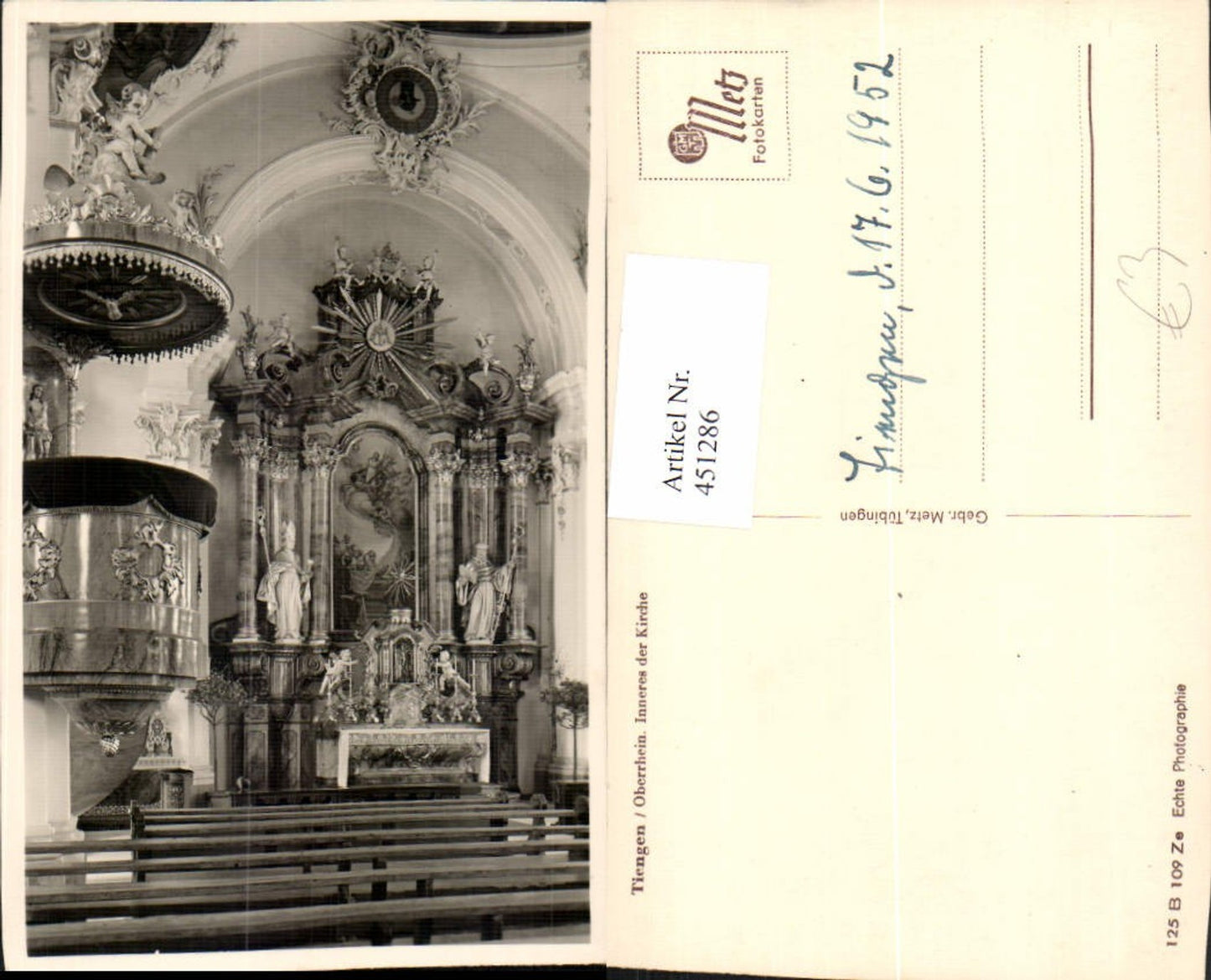 451286,Tiengen Oberrhein Kirche Innenansicht Kanzel