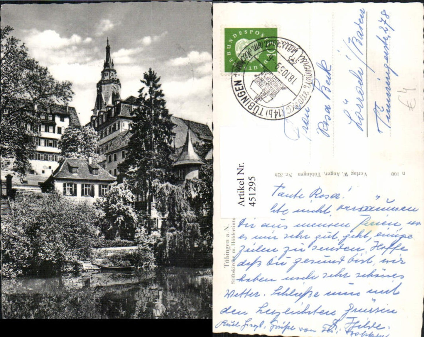 451295,Tübingen am Neckar Stiftskirche Kirche m. Höderlinturm