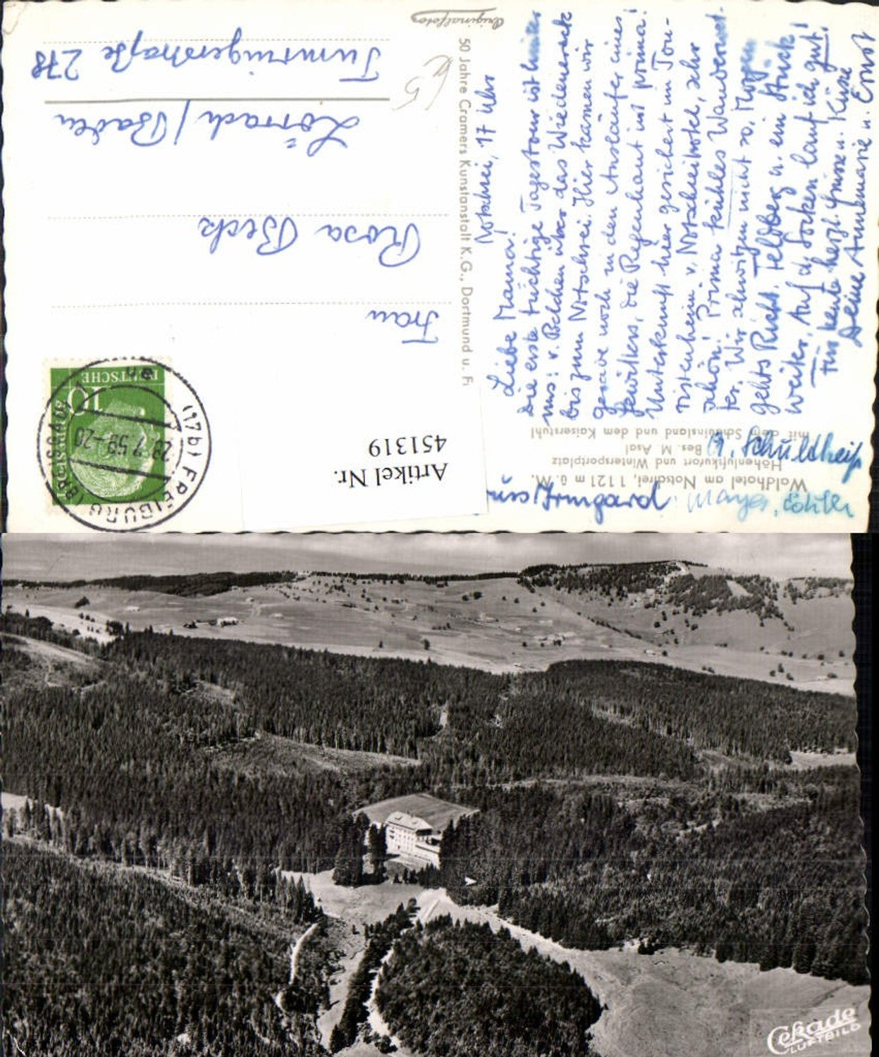 451319,Waldhotel am Notschrei b. Todtnau Fliegeraufnahme