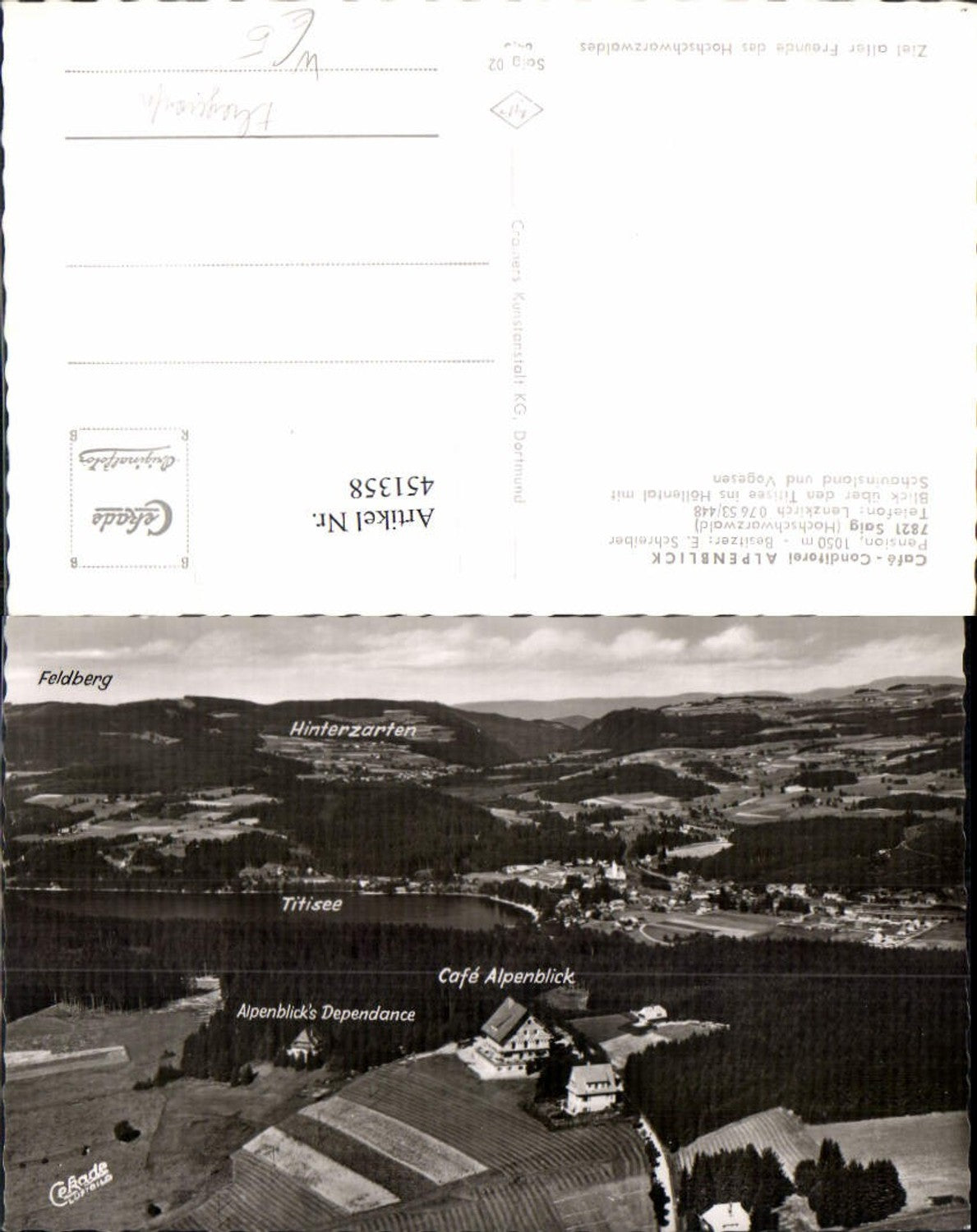 451358,Saig im Schwarzwald Cafe Alpenblick m. Titisee Fliegeraufnahme