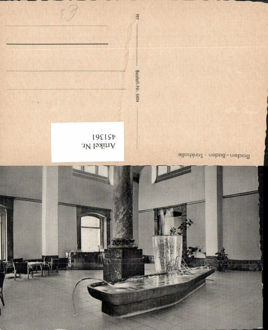 451361, Baden-Baden Trinkhalle (pump room) interior view fountain