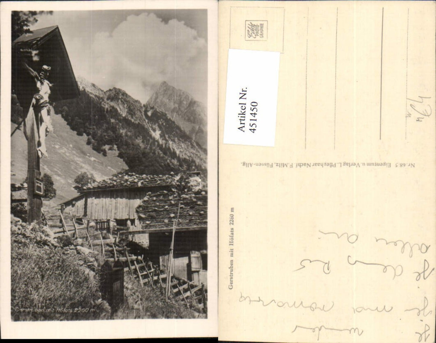 451450,Gerstruben b. Oberstdorf m. Höfats Wegkreuz Bergkulisse
