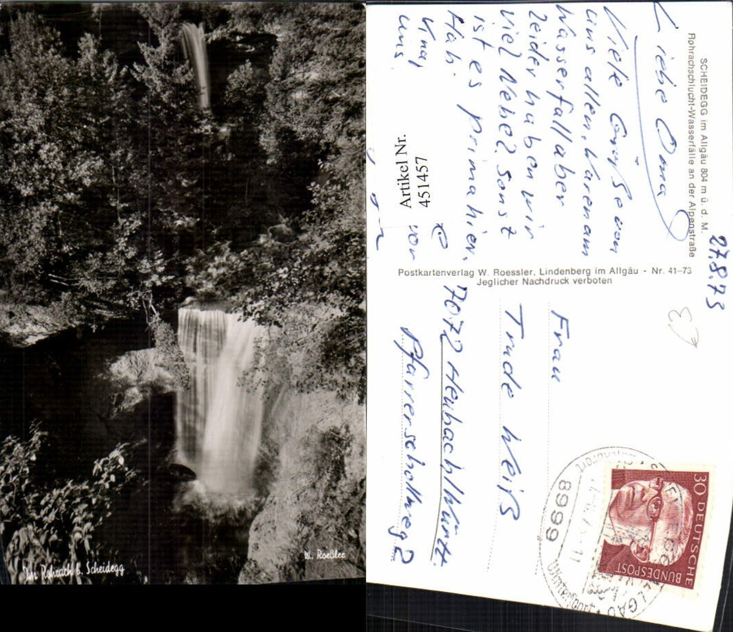 451457,Scheidegg im Allgäu Rohrachschlucht Wasserfall