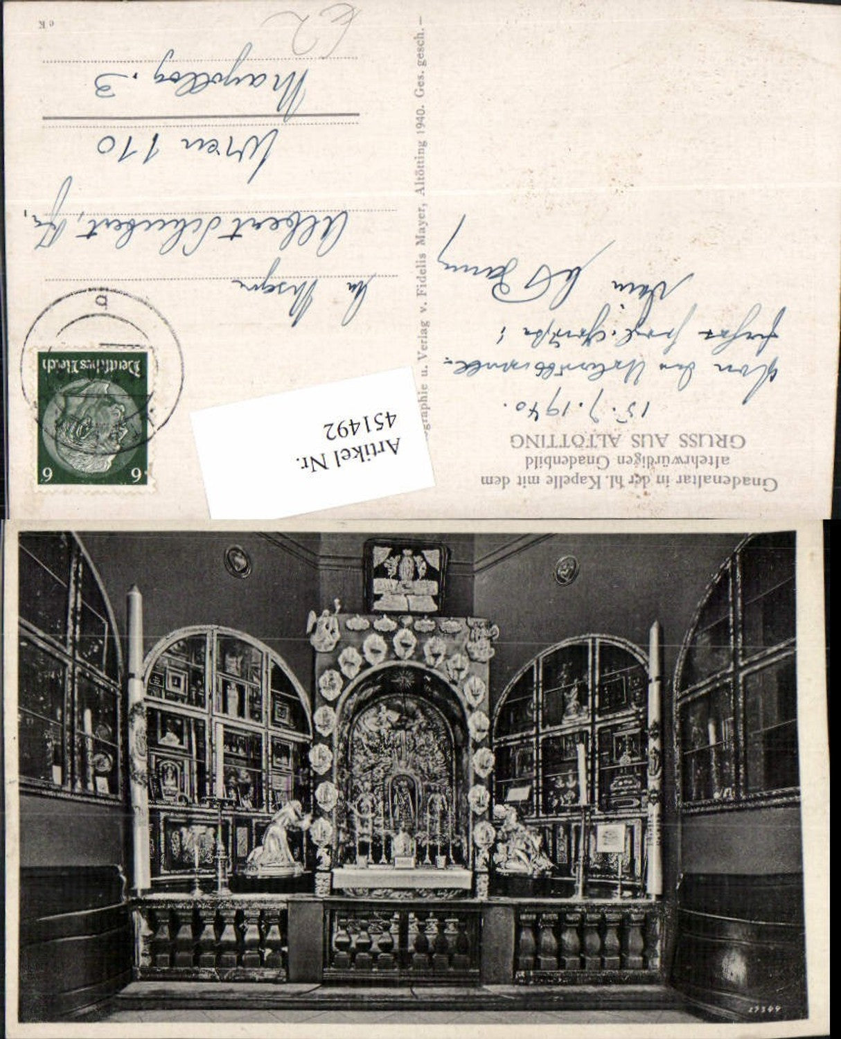 451492,Altötting Kapelle Innenansicht Gnadenaltar