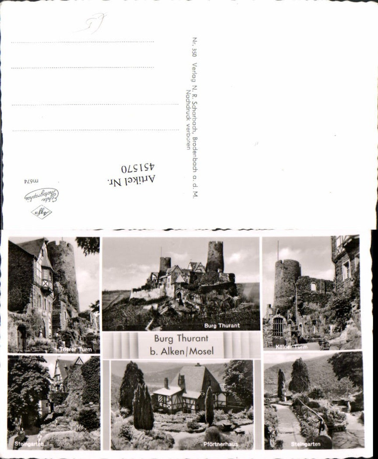 451570,Burg Thurant b. Alken an d. Mosel Steingarten Turm Mehrbildkarte