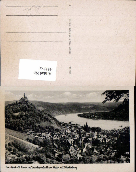 451572,Braubach am Rhein Totale m. Marksburg Burg
