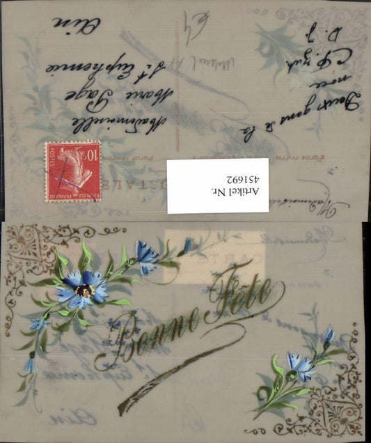 451692,Material AK Handgemalt Bonne Fete Blumen Ornamente