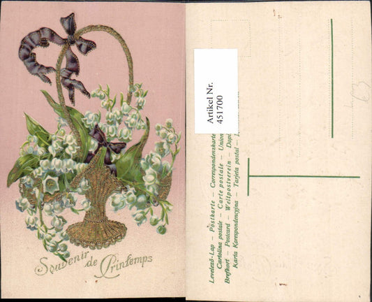 451700,Präge Künstler Litho Goldverzierung Printemps Frühling Blumen Korb