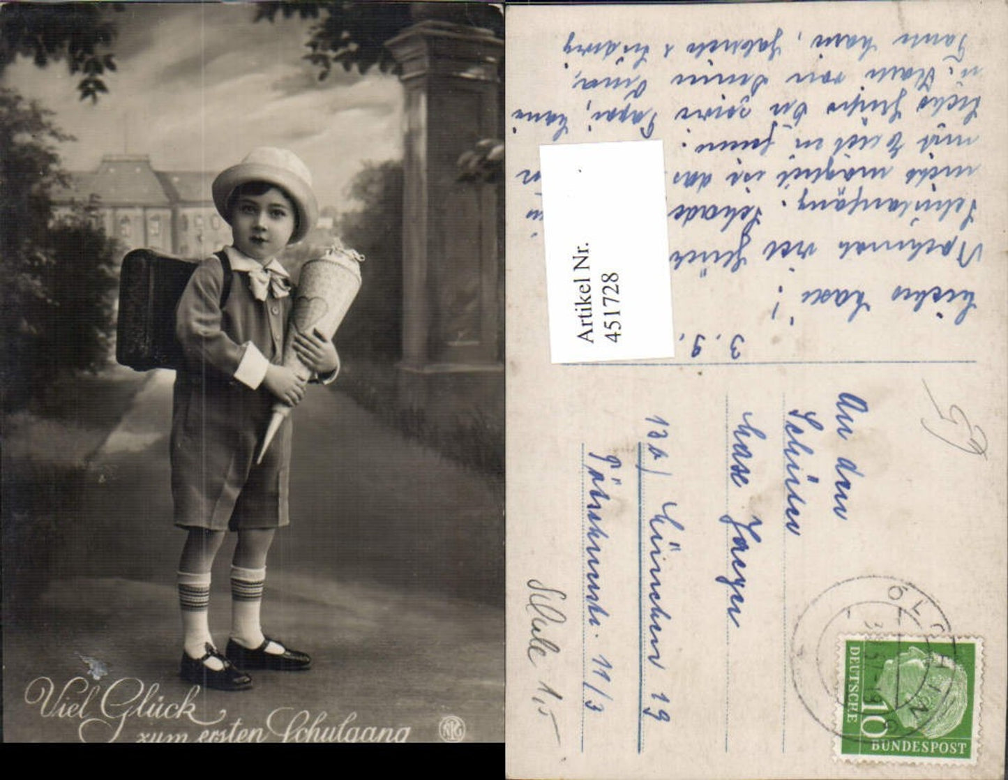 451728,Erster Schulgang Einschulung Kind Schultasche Schultüte pub NPG 710/5