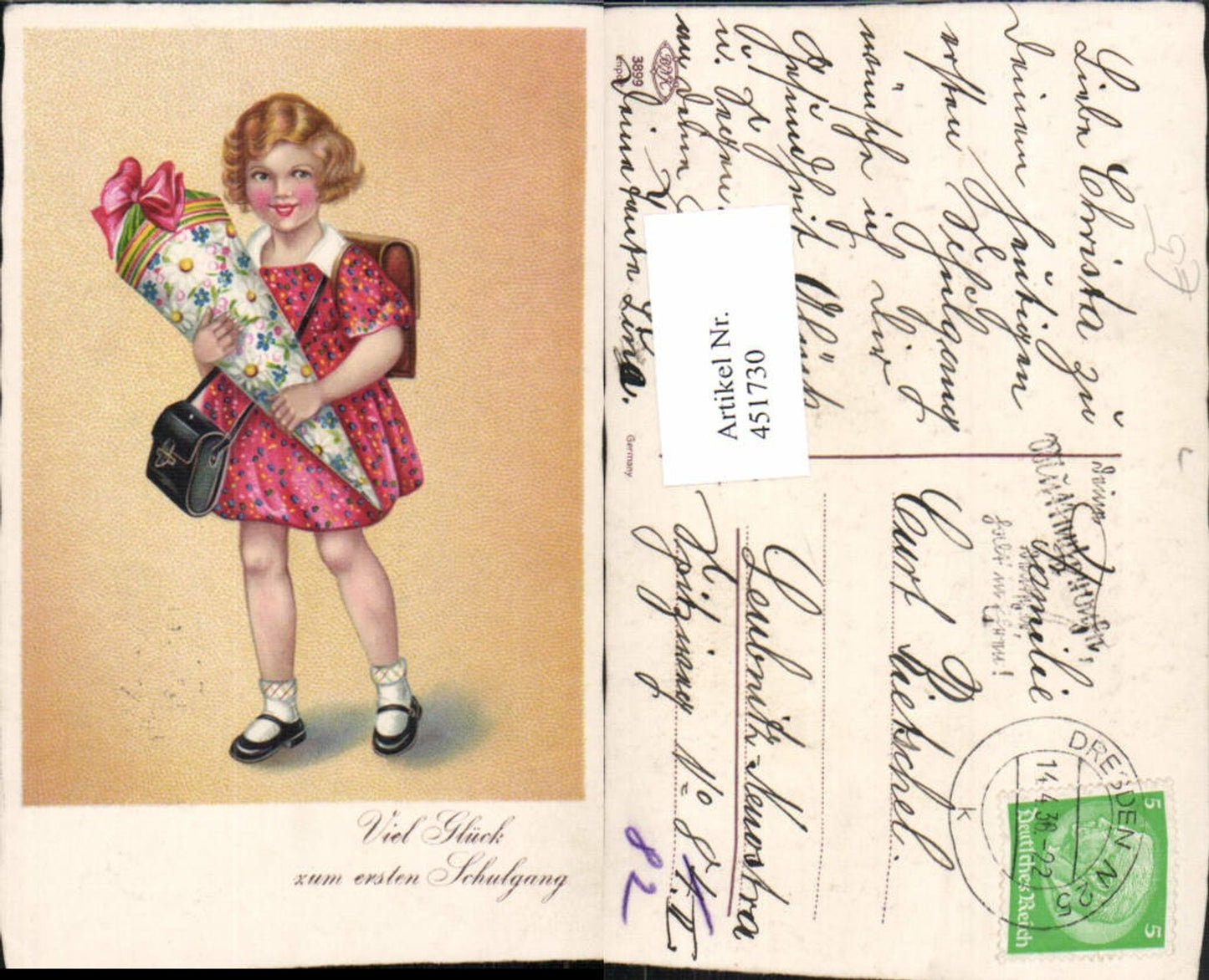 451730, Artist AK First Day of School Enrollment Girl School Cone Bag