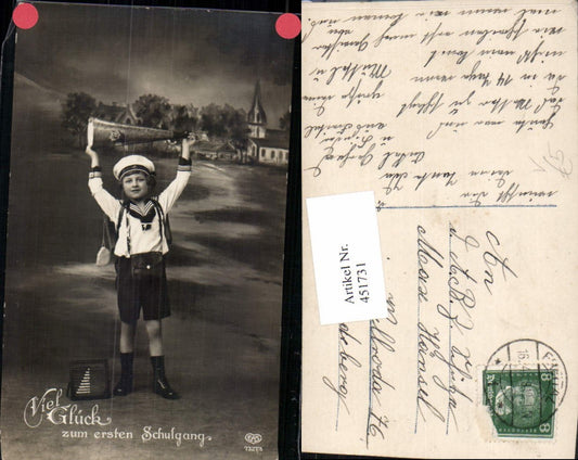 451731, First day of school, enrollment, boy, sailor suit, school cone, pub EAS 7327/3