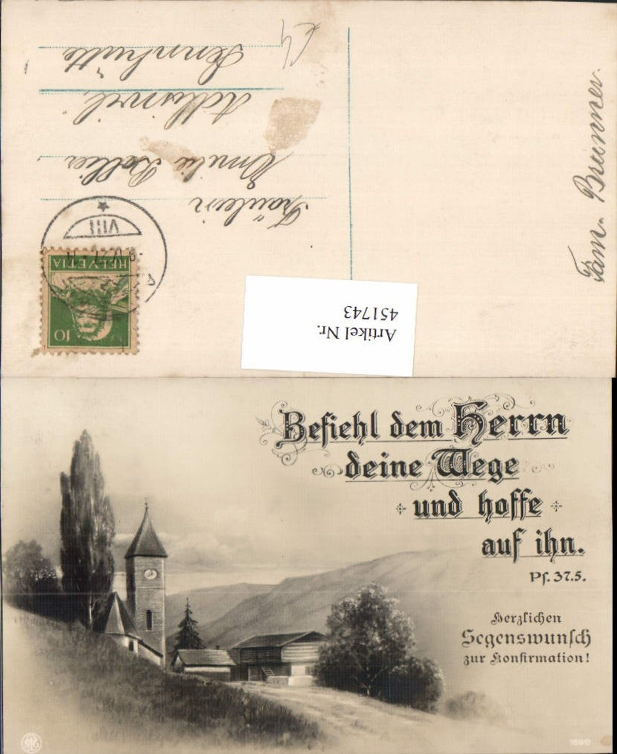 451743,Künstler AK Konfirmation Spruch Landschaft Kirche pub NPG 1899