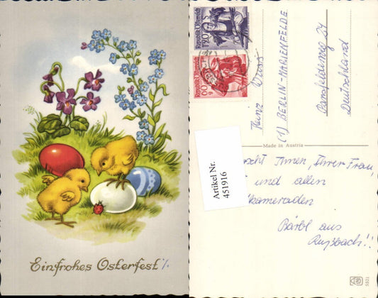 451916, Artist AK Easter Chicks Easter eggs Ladybugs Flowers