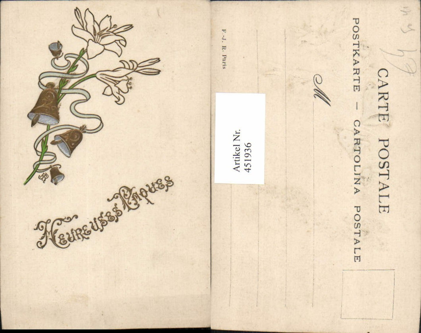 451936,Präge Künstler AK Ostern Lilie Glocken