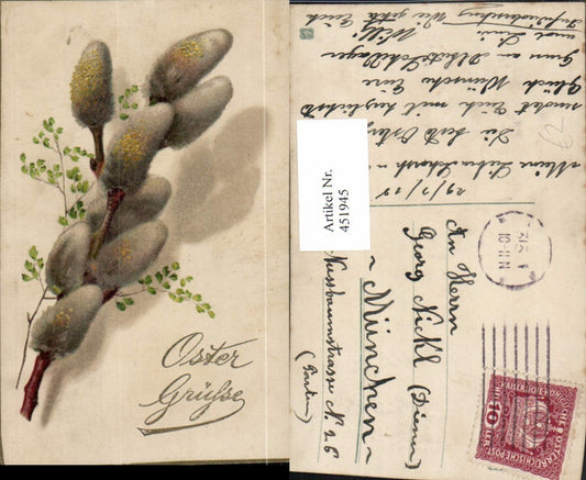 451945,Künstler AK Ostern Palmkätzchen Kätzchen