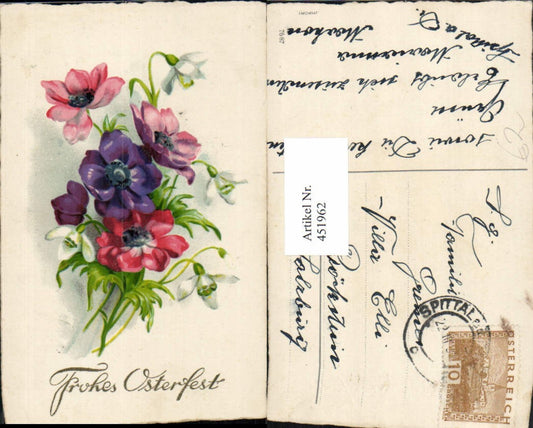 451962,Künstler AK Ostern Anemonen Blumen Schneeglöckchen