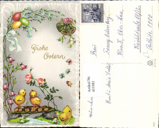 451981, Artist AK Easter Chicks Flowers Bells Butterflies