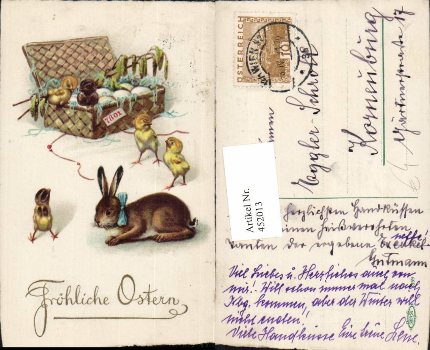 452013, Artist AK Easter Easter Bunny Rabbit Chick Basket Eggs