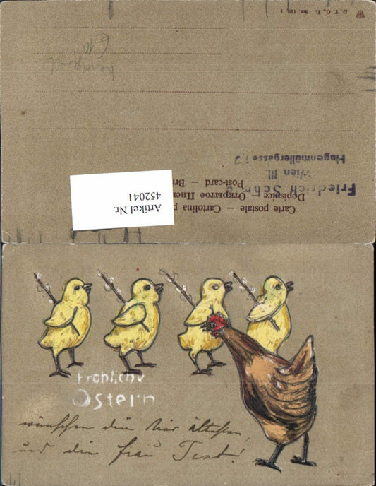 452041, Artist AK Hand-painted Easter Chicken Chick Pussy Willow