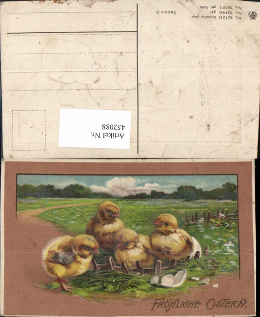 452088,Präge Künstler AK Ostern Landschaft Küken