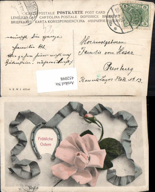 452098, Easter Rose Bud Horseshoe Bow pub BKWI 4571/6