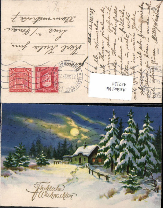 452134,Künstler AK Weihnachten Winterlandschaft Mondschein pub EAS 1208