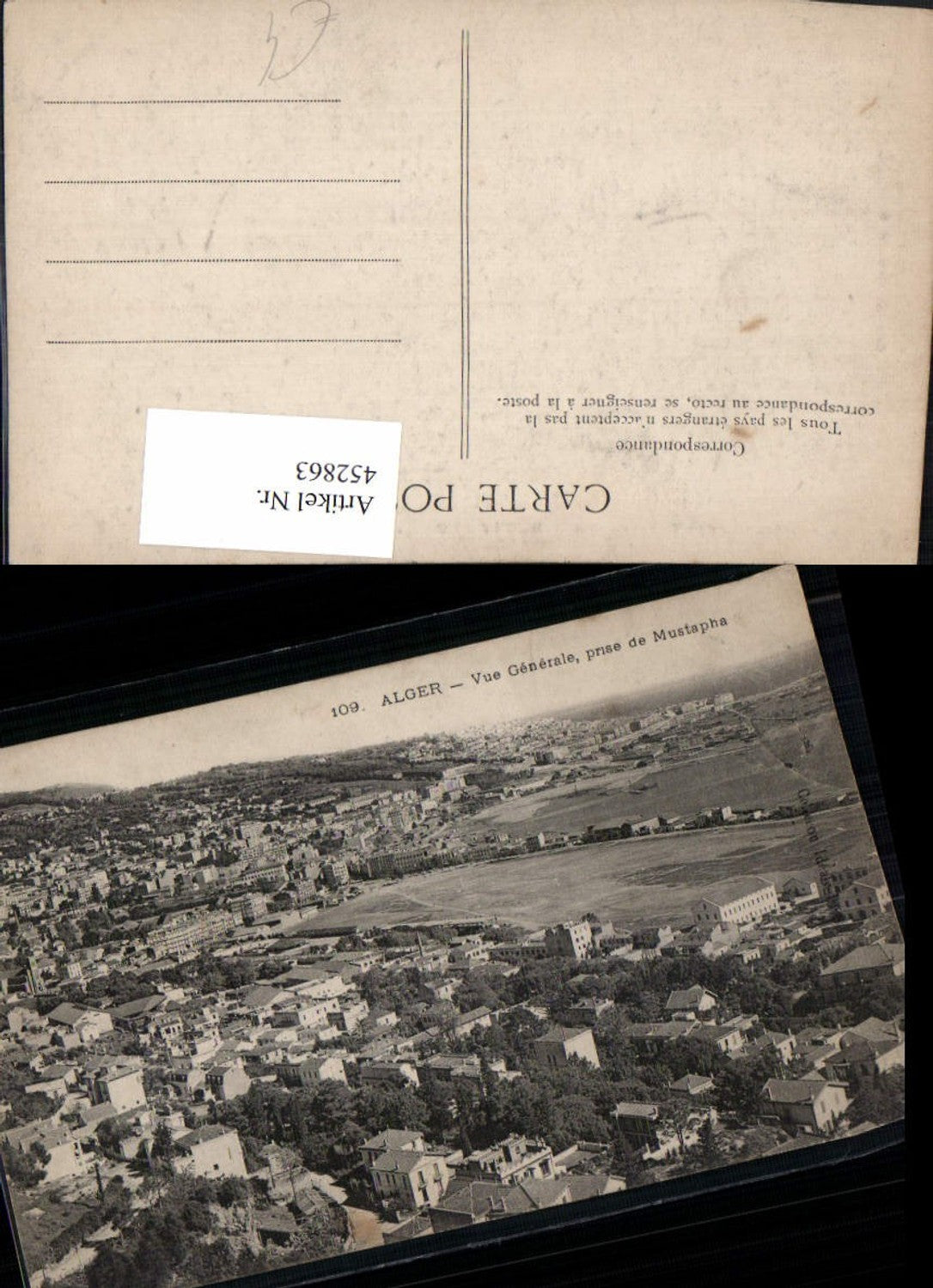 452863,Algeria Alger Algier Vue Generale prise de Mustapha Totale