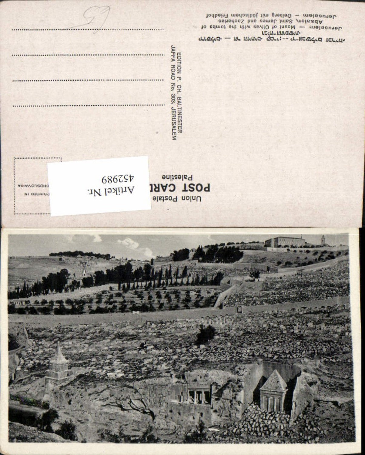 452989,Israel Jerusalem Mount of Olives Ölberg m. Friedhof