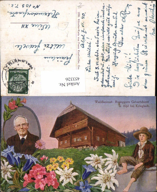 453326,Künstler Ak Peter Rossegger Geburtshaus Alpl b. Krieglach Kunst