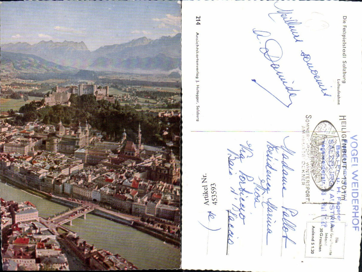453593,Salzburg Totale Fliegeraufnahme Bergkulisse
