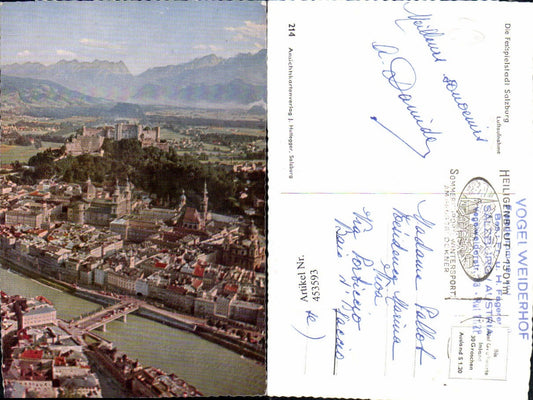 453593,Salzburg Totale Fliegeraufnahme Bergkulisse