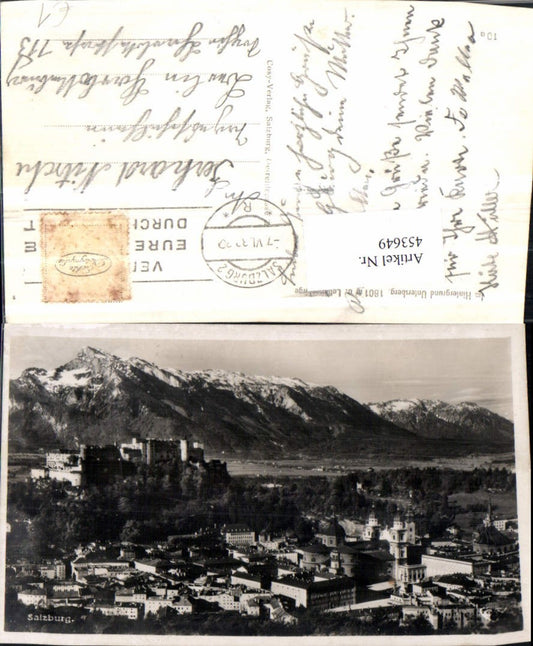 453649,Salzburg Totale m. Festung geg. Untersberg Bergkulisse