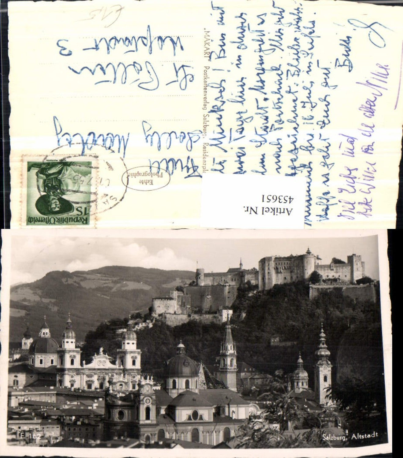 453651,Salzburg Teilansicht Kirchen m. Festung