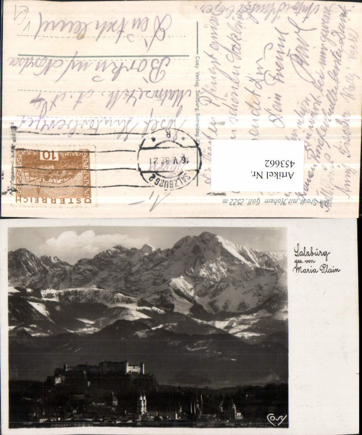 453662,Salzburg Teilansicht von Maria Plain Bergkulisse pub Cosy
