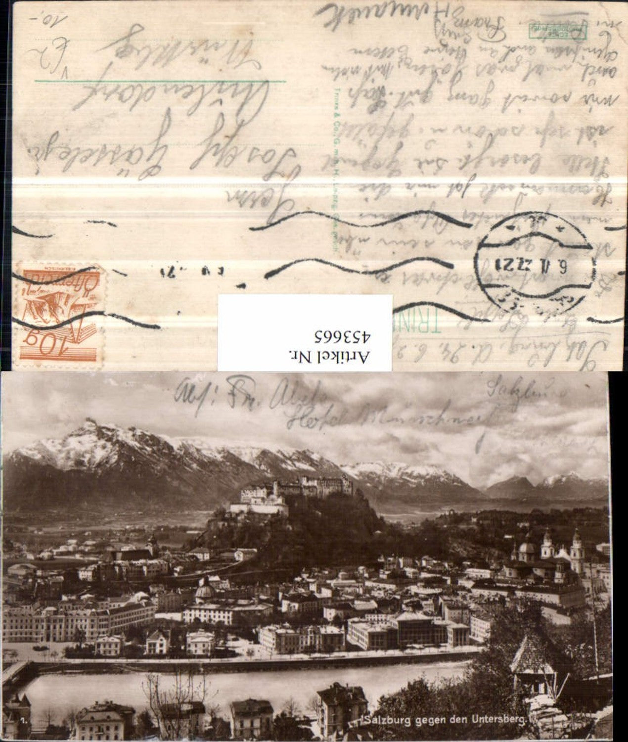 453665,Salzburg Totale m. Festung geg. Untersberg Bergkulisse pub Trinks