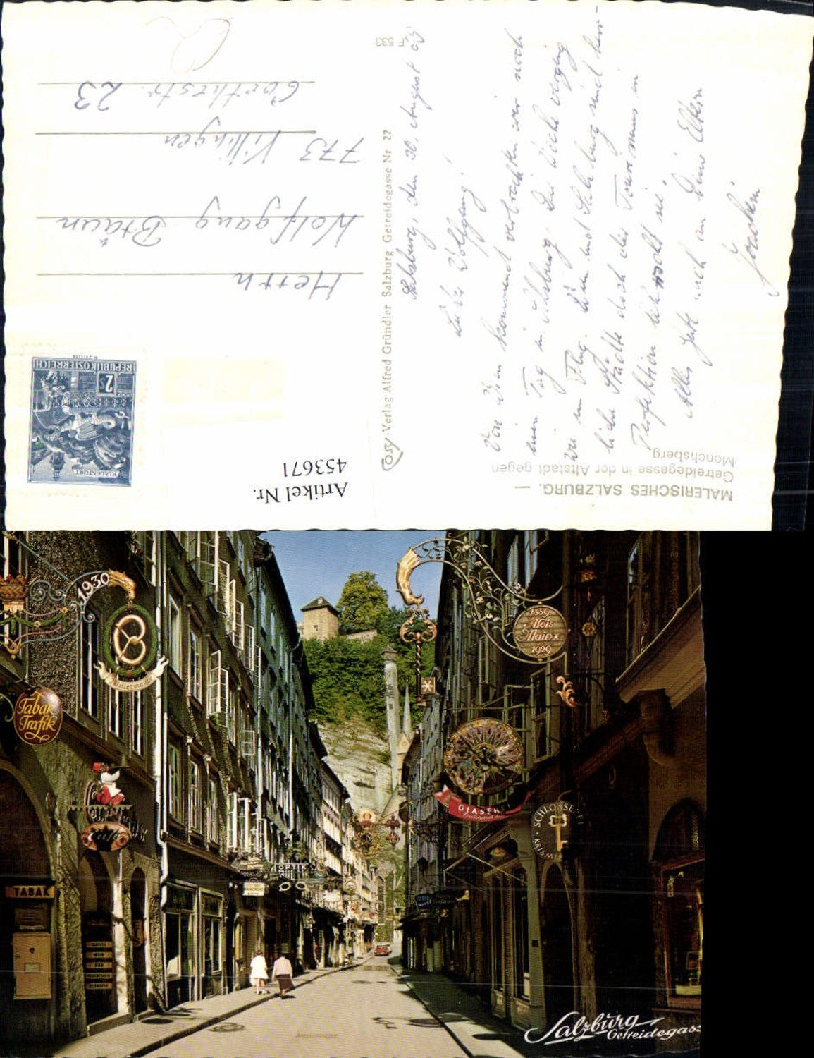453671,Salzburg Getreidegasse Straßenansicht geg. Mönchsberg pub Cosy