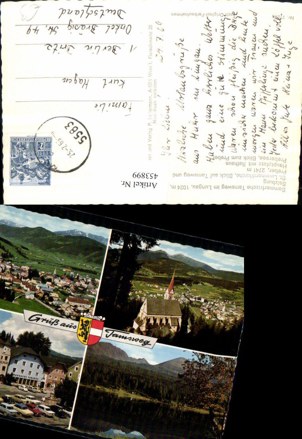 453899,Tamsweg Totale Kirche Rathaus Prebersee Mehrbildkarte