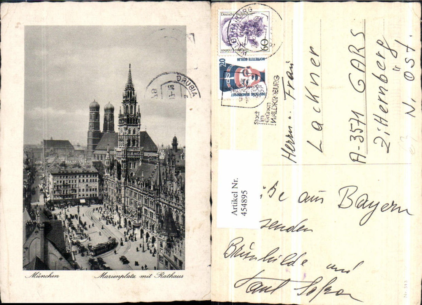 454895,München Marienplatz m. Rathaus Frauenkirche