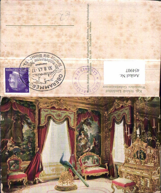 454907,Ettal Schloss Linderhof Gobelinzimmer Innenansicht