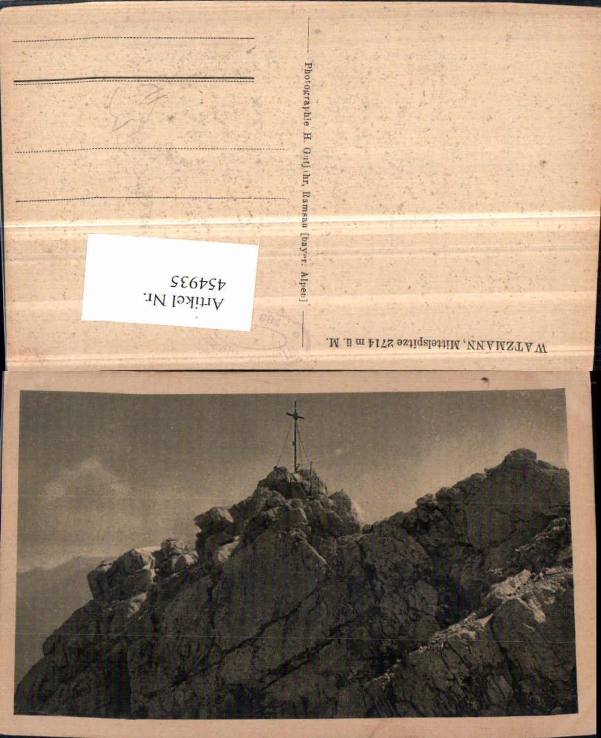 454935, Watzmann near Berchtesgaden, Middle Peak summit cross