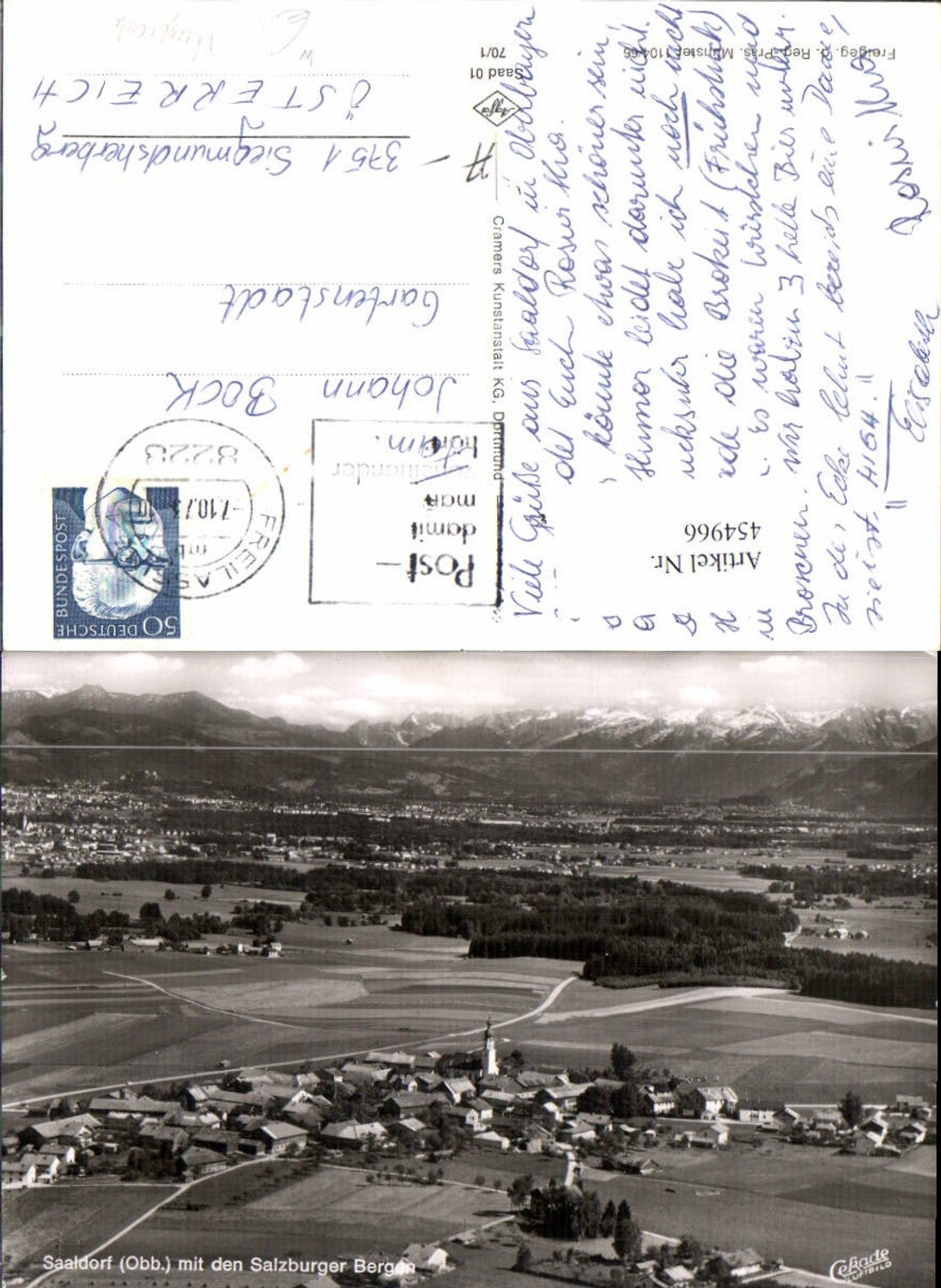 454966, Saaldorf, overall view with Salzburg mountains, aerial view