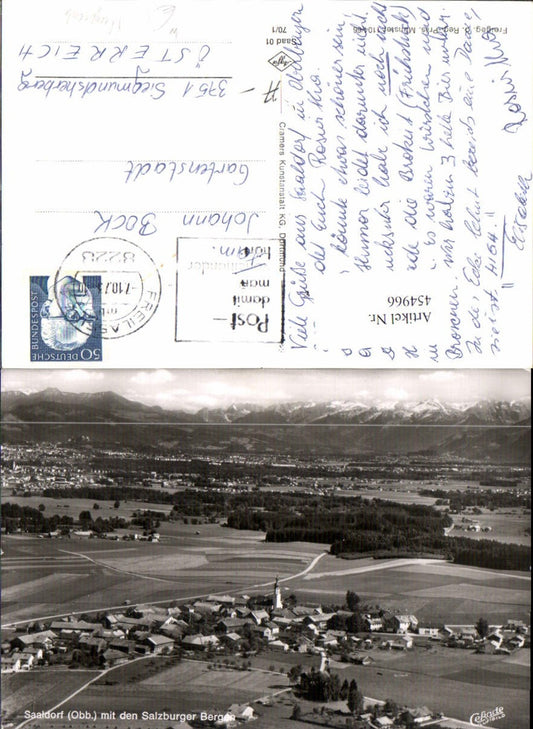 454966,Saaldorf Totale m. Salzburger Bergen Bergkulisse Fliegeraufnahme