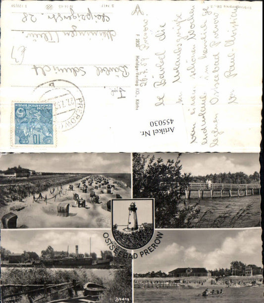 455030,Ostseebad Prerow Strand Strandleben Dampfer Mehrbildkarte