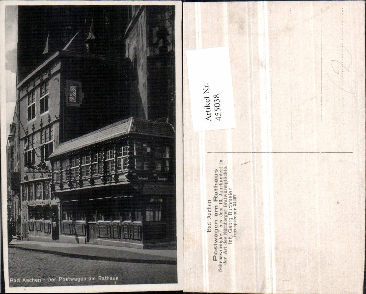 455038,Bad Aachen Postwagen am Rathaus