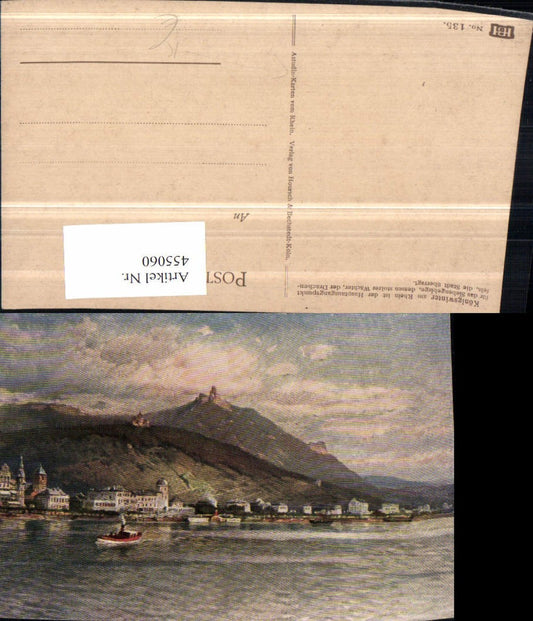 455060,Künstler AK Astudin Königswinter Totale m. Ruine