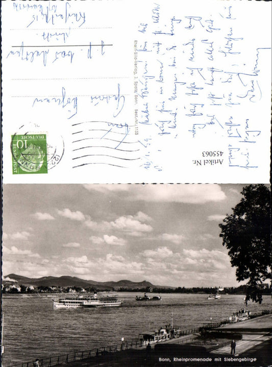 455063,Bonn Rheinpromenade m. Siebengebirge Dampfer