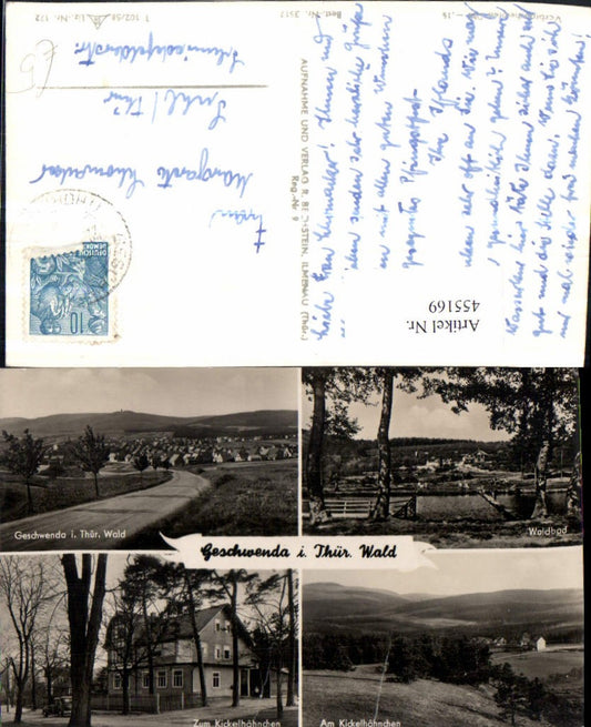 455169, Geschwenda Totale Waldbad Kickelhähnchen Multi-image postcard
