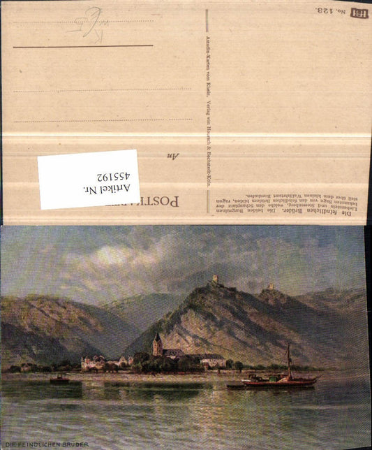 455192,Künstler AK N. Astudin Burg Liebenstein u. Sterrenberg b. Kamp-Bornhofen