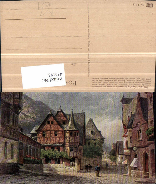 455193,Künstler AK N. Astudin Bacharach Das alte Haus Straßenansicht